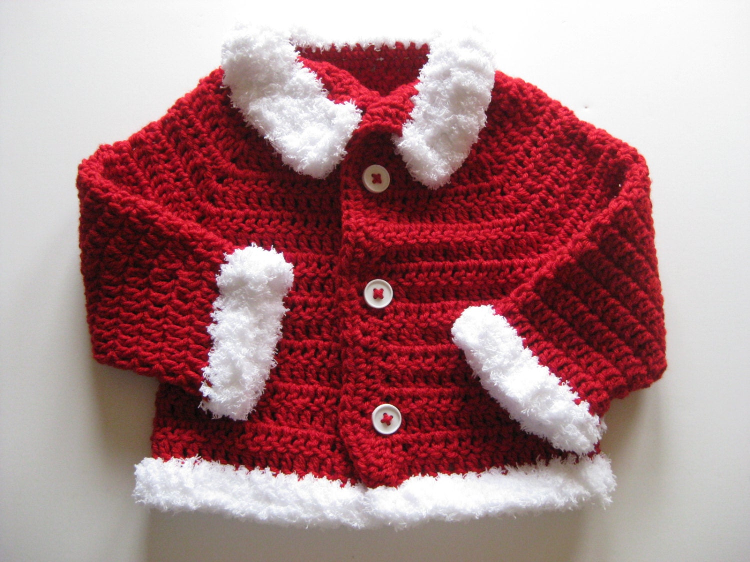 Crochet Baby Sweater jacket cardigan coat Christmas Santa