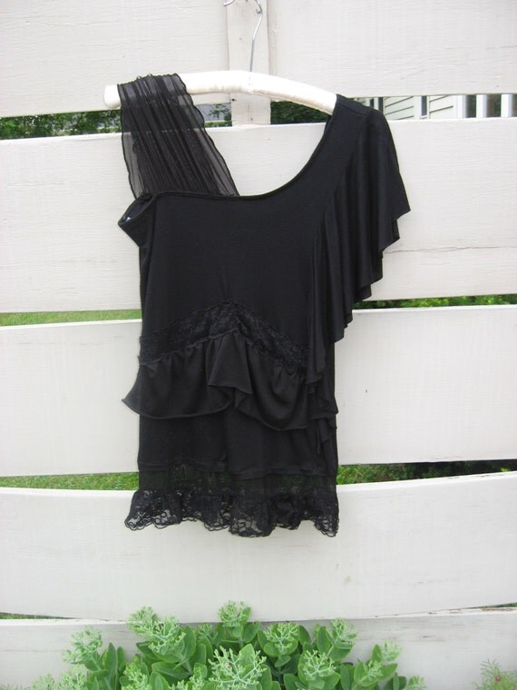 Upcycled sexy black gypsy repurposed Eco women's by cindyrepec