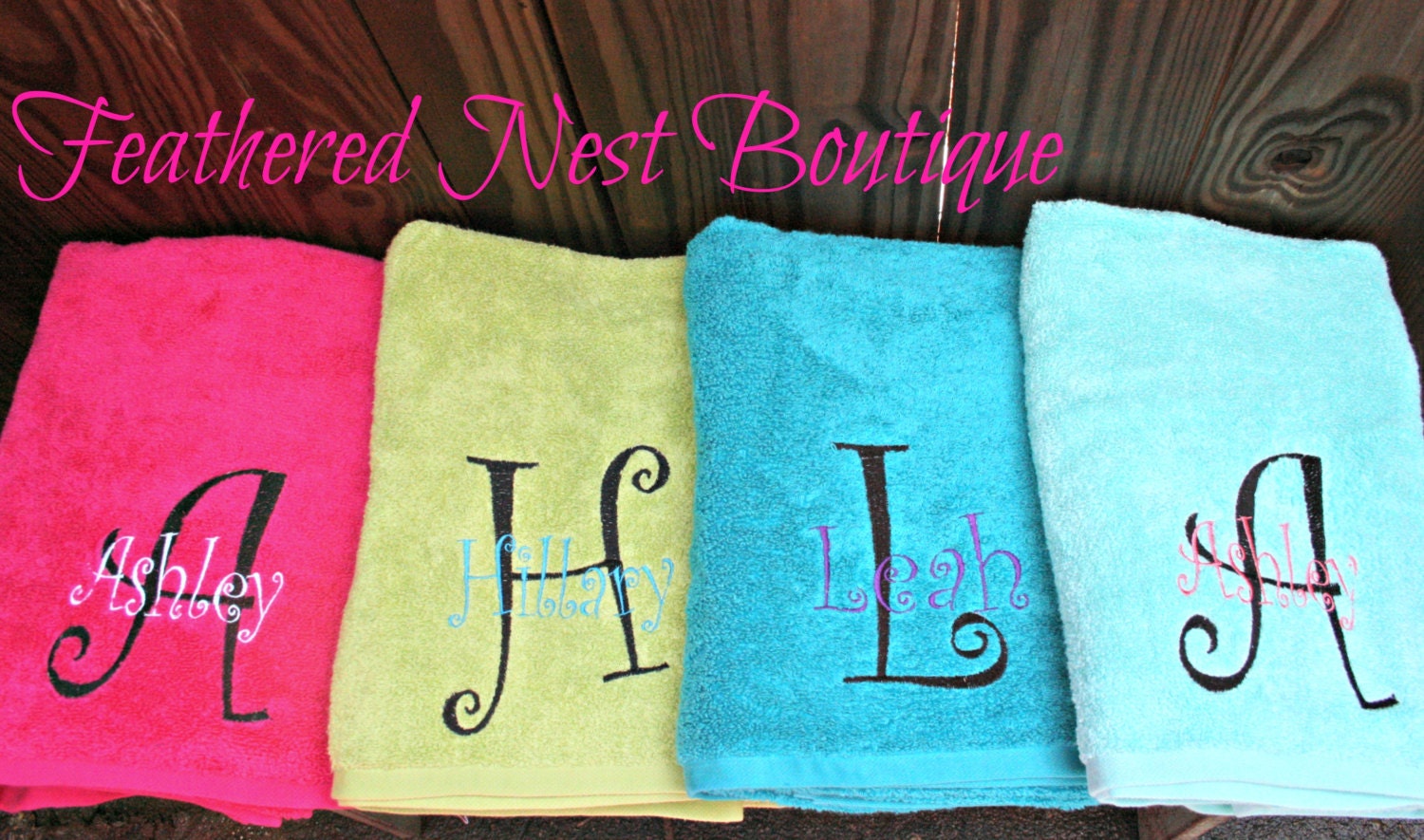 Monogram Towel with Name and Large Initial Monogrammed Towel