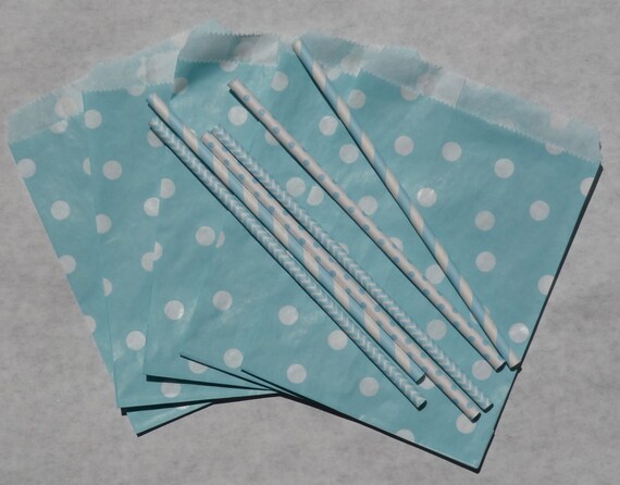Light Blue with White Polka Dot Middy Favor Bags, 24 Pack, Baby Blue Il_570xn