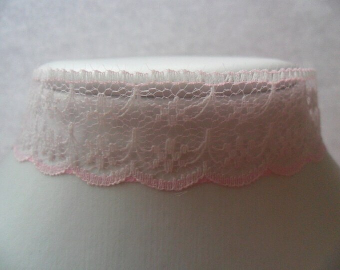 Light Pink Scalloped Lace Choker necklace with a width of 3/4” (pick your neck size) Ribbon Choker Necklace