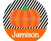stripes pumpkin- personalized - digital image - Halloween - Fall - Autumn Il_170x135