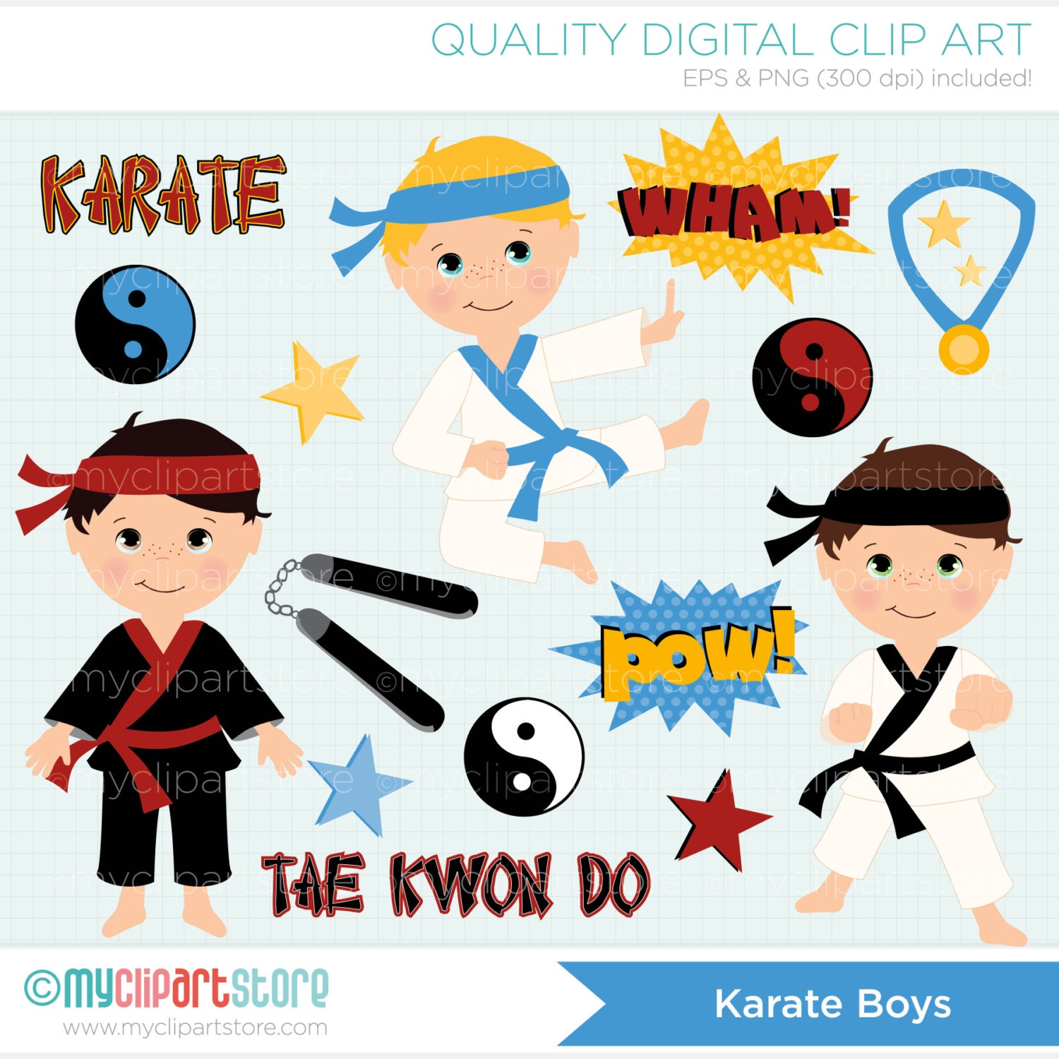 Download Tae Kwon Do / Karate boy Clip Art / Digital by MyClipArtStore