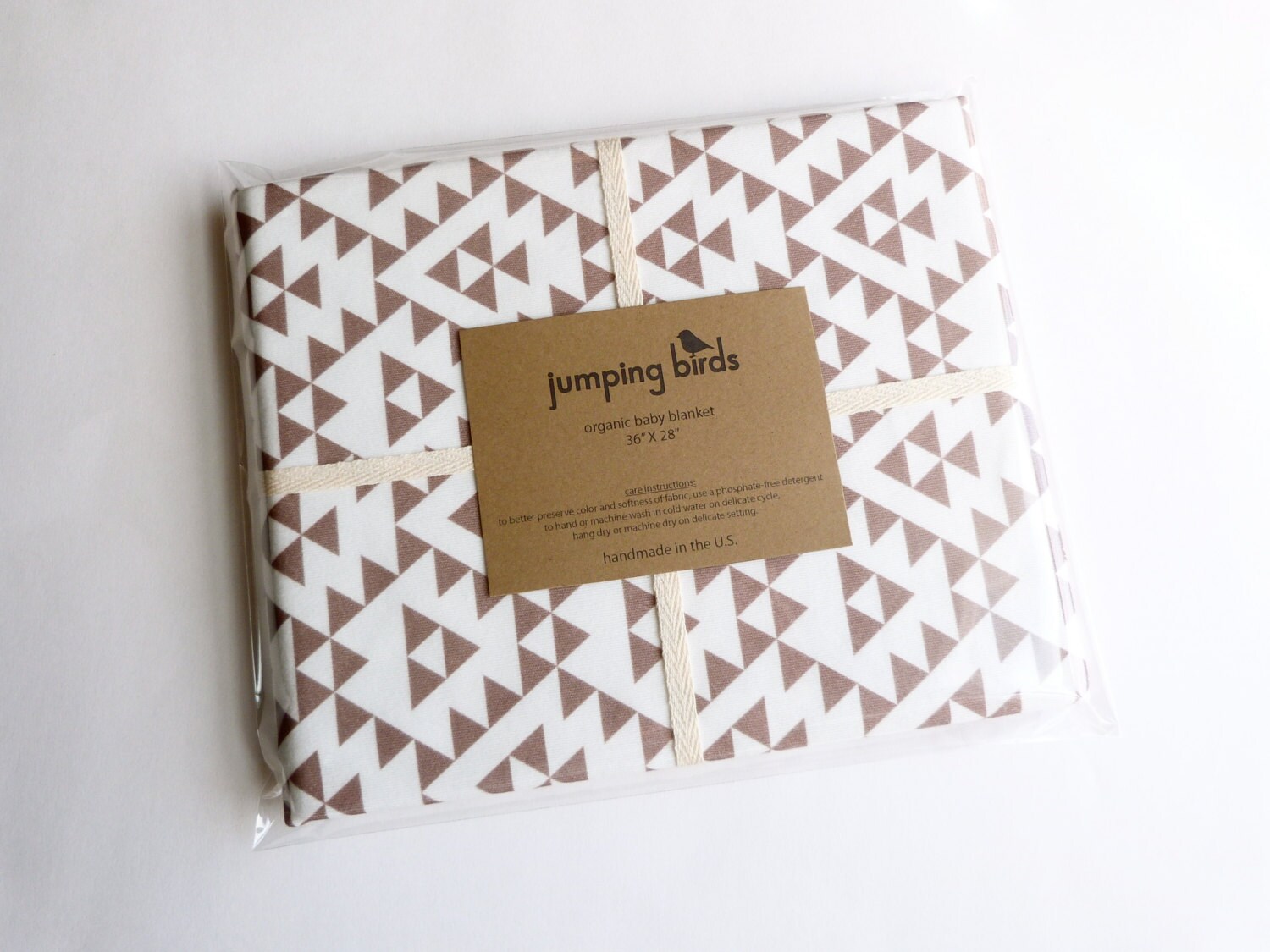 Organic Baby Blanket/ Taupe Tribal Print/ Swaddle Blanket/