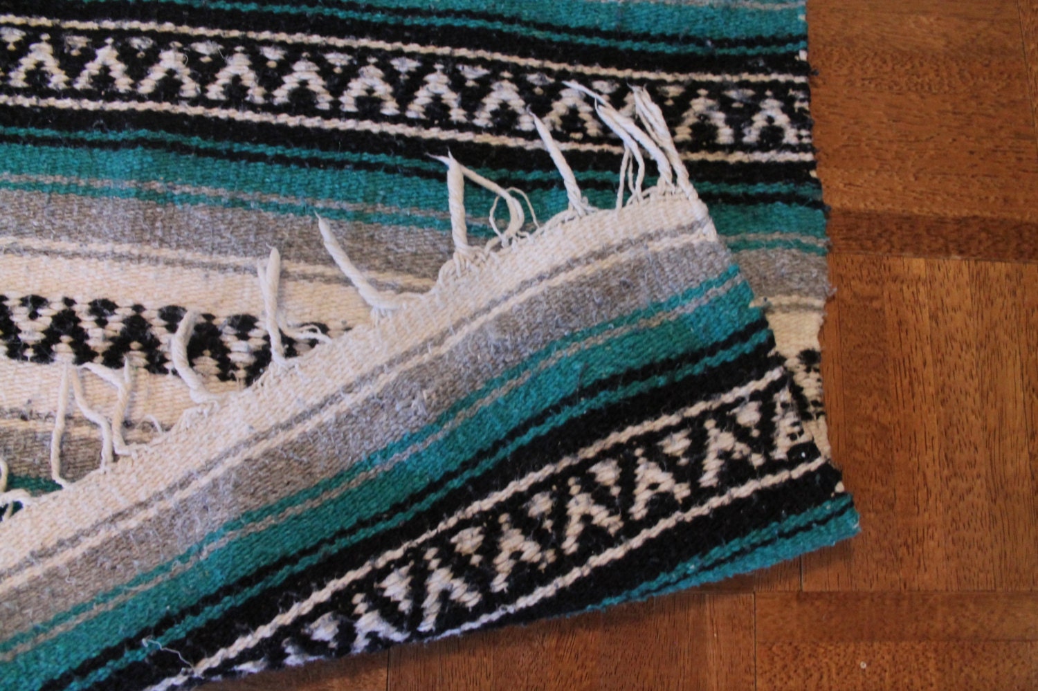 aqua aztec picnic blanket /// woven throw blanket