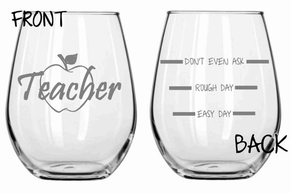 Download Etched Teacher Glass FUNNY Choose From Stemless Wine Glass