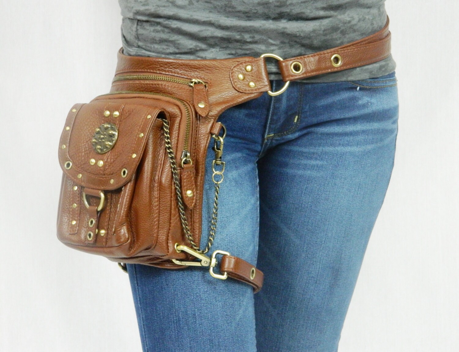 Boho Pack Brown Thigh Holster Protected Purse Shoulder