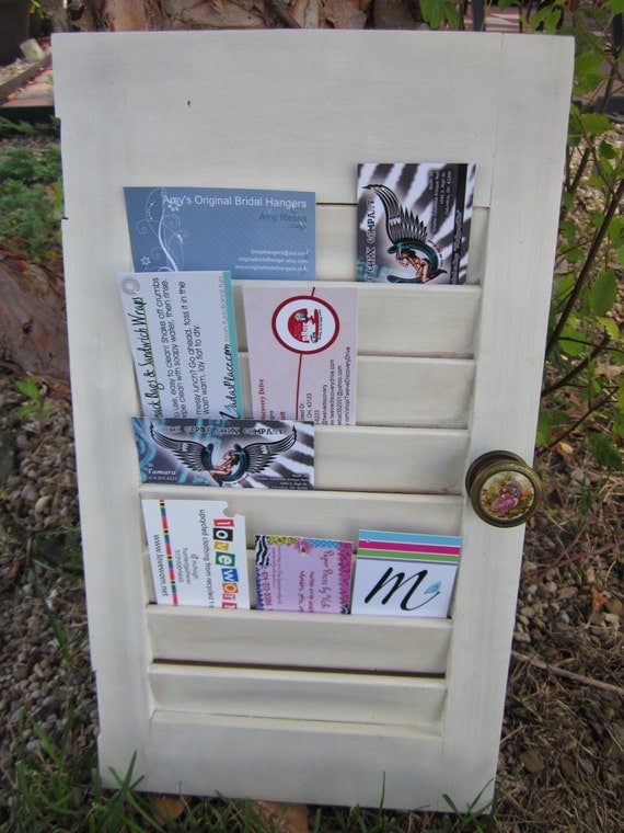 Vintage Shutter: Holds Business Cards or small pictures in antique white