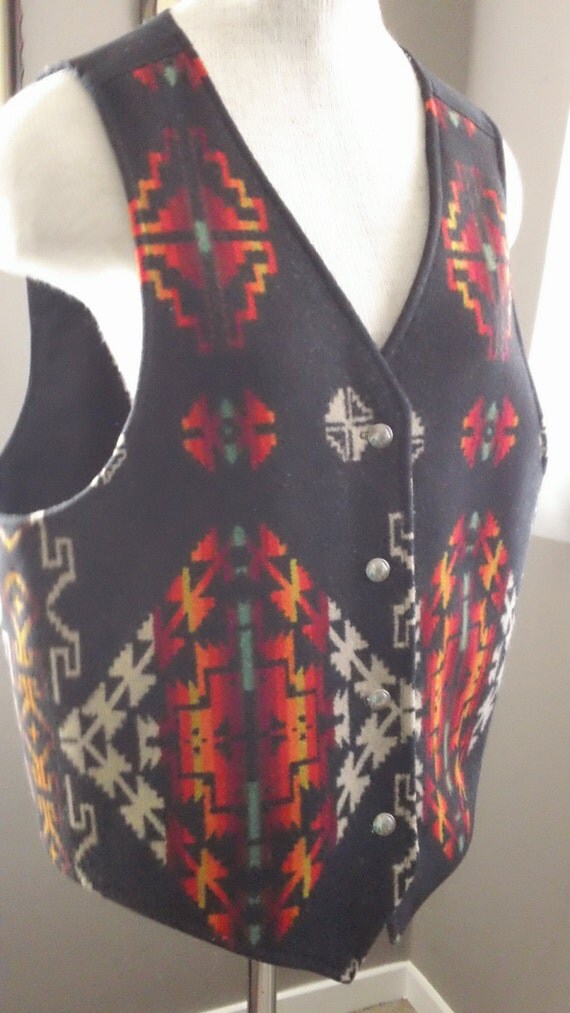 Vintage Native American Pattern Pendleton Wool Western Vest