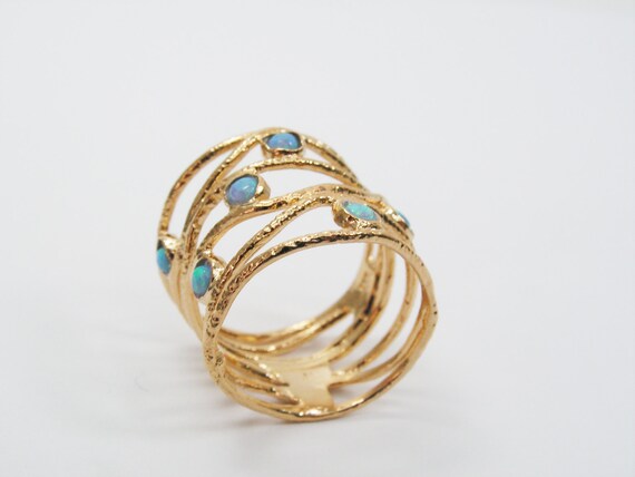 Gold ring. Opal ring. gold opal ring wide ring by STarLighTstudiO3