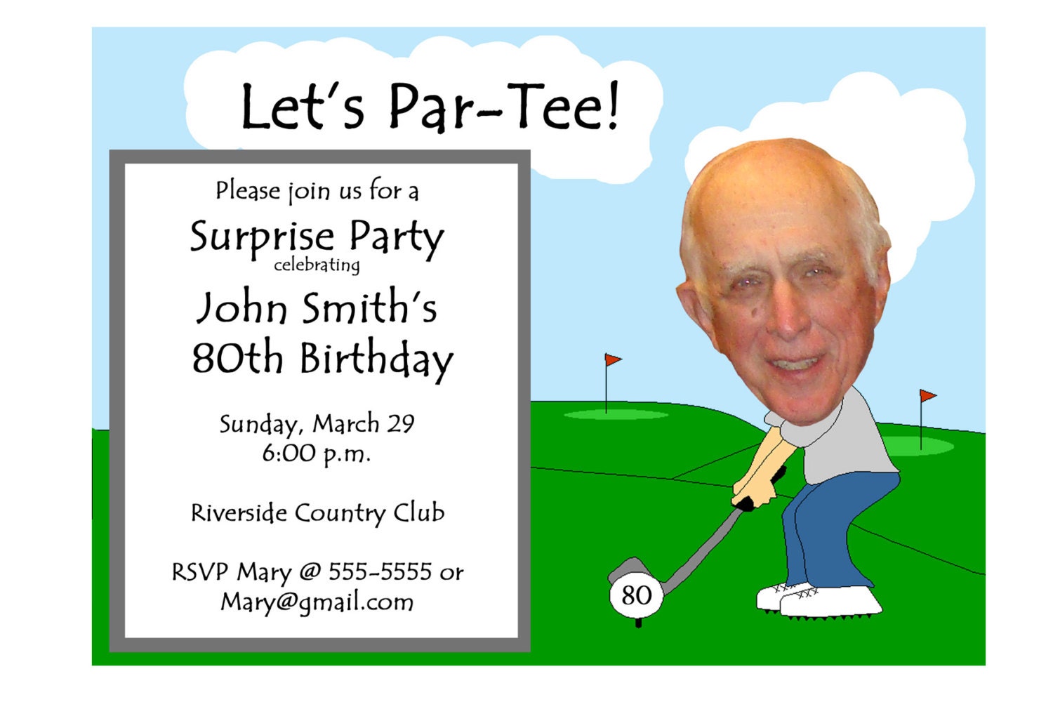 Golf Themed Funny Unique Retirement Invitation or 30th 40th