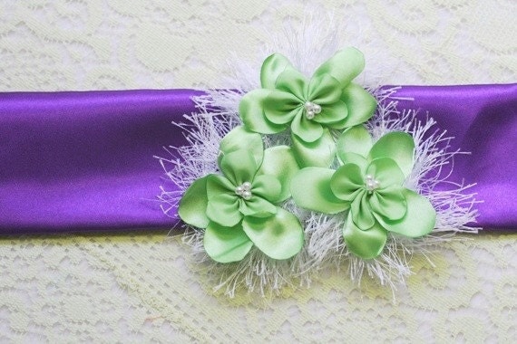 Flowergirl Sash - Purple Satin Sash - Purple Wedding - Satin Sash - Purple Lime Wedding - Sash - Wedding Sash - Purple Sash - Bridal Sash