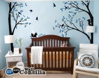 Tree Wall Decal - Nursery Wall Decoration - Tree Wall Sticker - Corner Tree decal - Set of Two trees - KC026