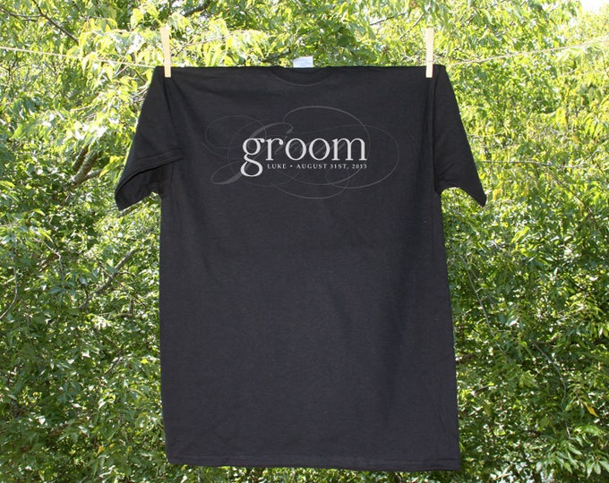 Groom Shirt With Names and Date Personalized Script Shirt