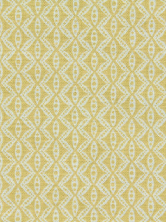 Yellow White Geometric Cotton Upholstery Fabric Small Scale