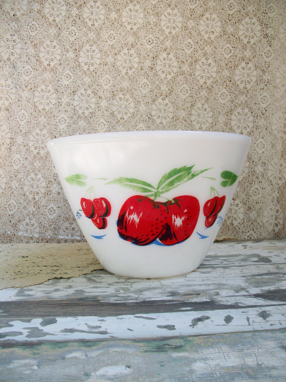 Vintage Apple Bowl, Fire King Bowl, Fire King Apple Bowl, Splash Proof 