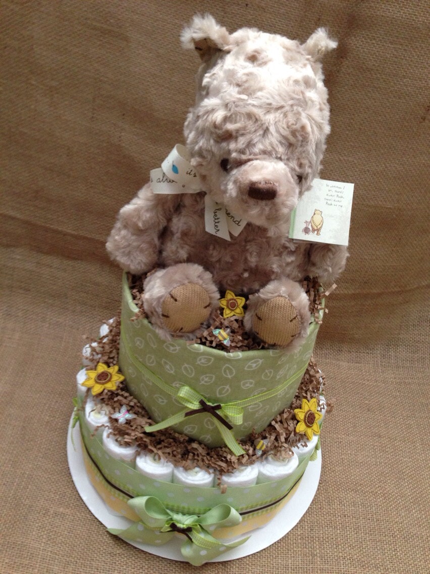 Classic Winnie The Pooh Diaper Cake for a Baby Shower