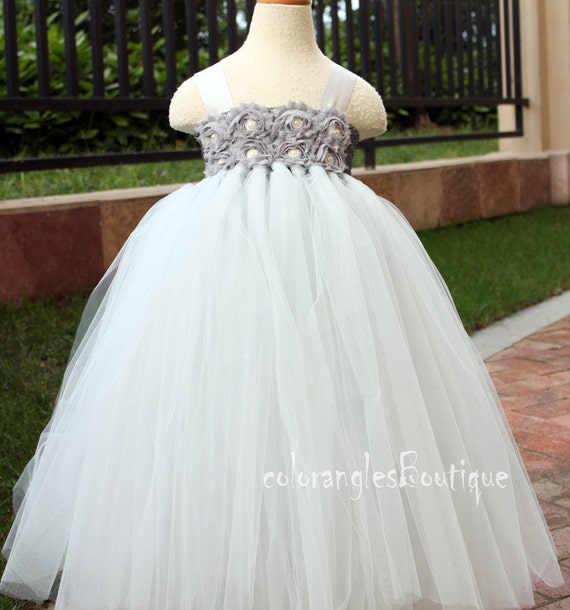 Flower Girl Dress Grey tutu dress baby dress toddler birthday