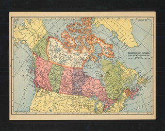 Vintage Map Canada From 1943 Original