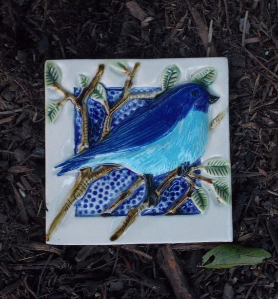 Items similar to Blue Bird Hand Made Tile on Etsy