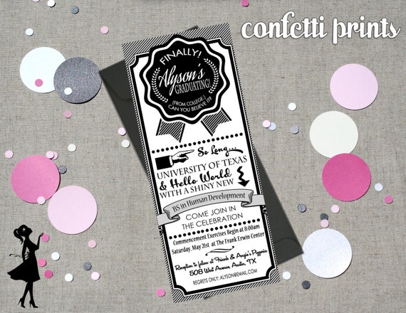 Graduation Invitation - HELLO REAL WORLD Printable Il_570xn