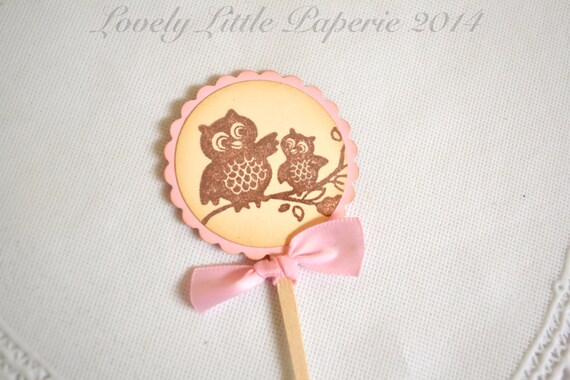 Vintage Toppers/Food Cupcake    Picks cupcakes Owl vintage owl color choose