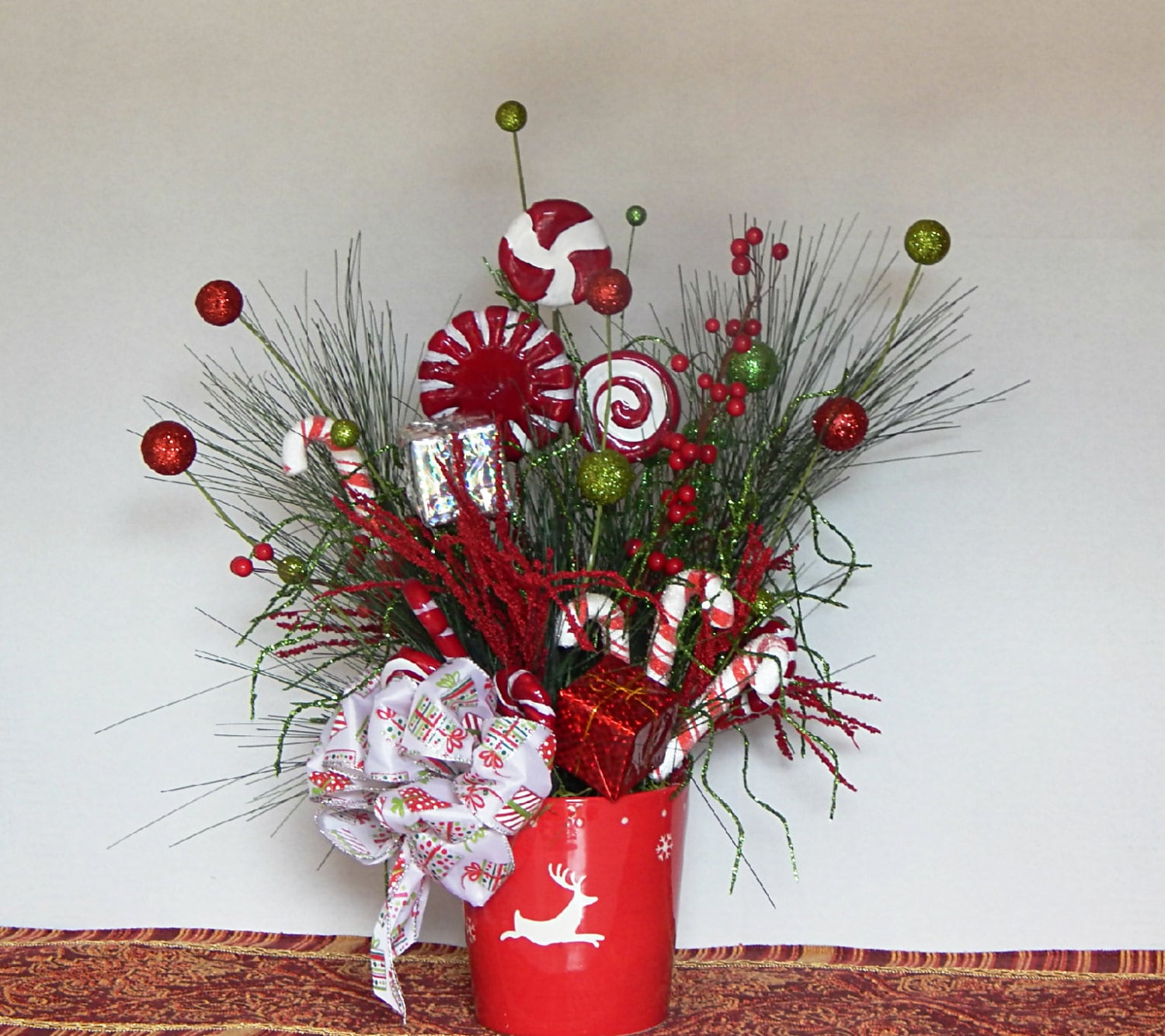 Christmas Floral Arrangement Candy Canes by PataylaFloralDesigns