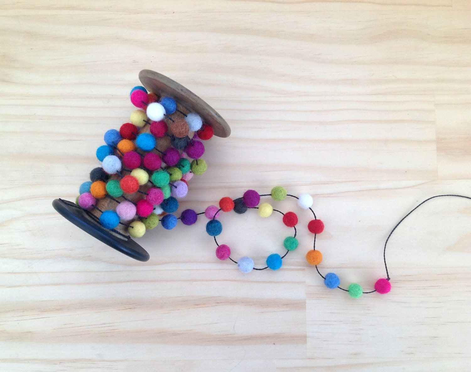 Petite Felt Ball Beaded Garland 100 Felt balls 2 by FeltFoxes