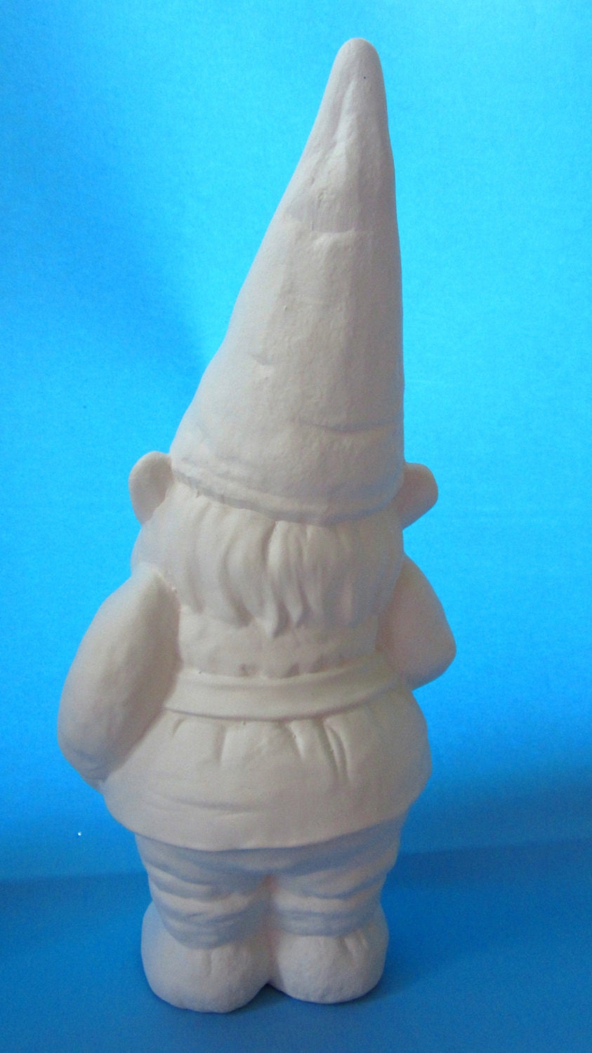 Ceramic Unpainted Garden Gnome 14 inches lawn or garden