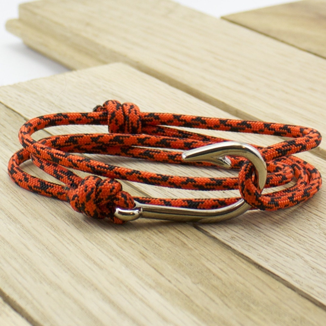 Nautical Bracelet Fish Hook Bracelet Paracord by DesignedTurning