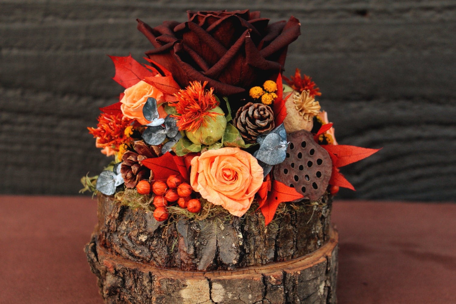 Rustic Autumn Wedding Cake Topper Woodland by SmokyMtnWoodcrafts
