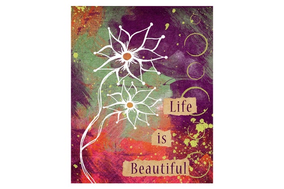 Flower Painting Art Print Inspirational Quote by BrookeLeAnneArt