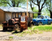 Old Route 66, Old Gas Station, Rt 66 Gas Station, Rusted Model T, Old Car, Fine Art Photo, Americana,Matted 12x16 Photo, Retro, Gift for Men