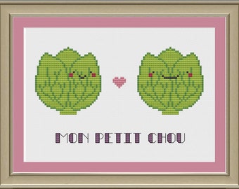 Mon petit chou: cute cabbage cross-stitch pattern
