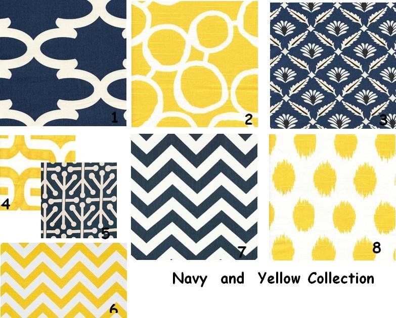 Decorative Throw Pillow Covers Navy and Yellow Two by ThePillowCo