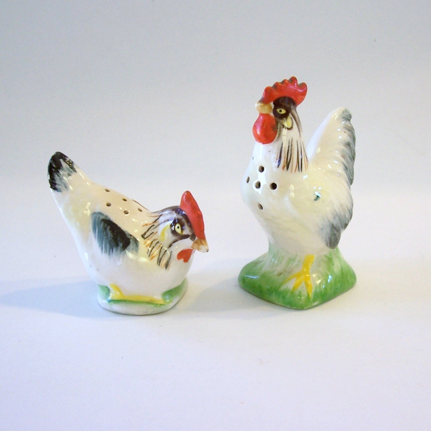 Vintage Rooster and Chicken Salt and Pepper Shakers
