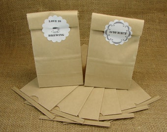 Kraft Bags - Self Closing - Perfect For Wedding Coffee Favors - Kraft Favor Bags - 10