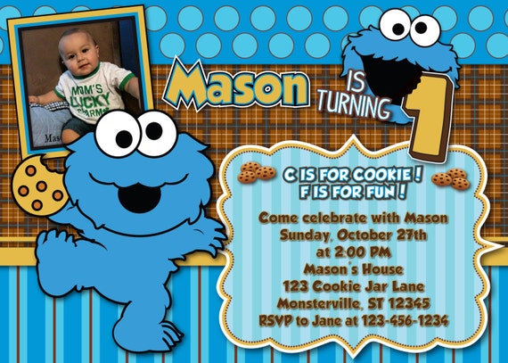Cookie Monster Birthday Invitation