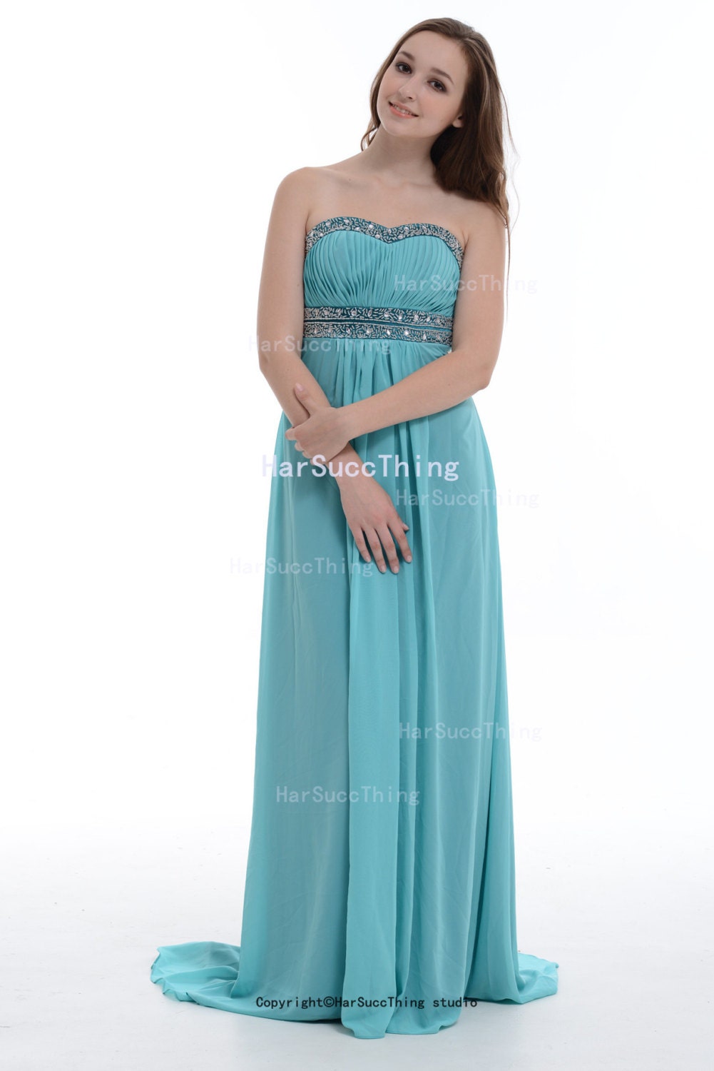 Sweetheart Long Beaded Prom Dress Party Dress Chiffon