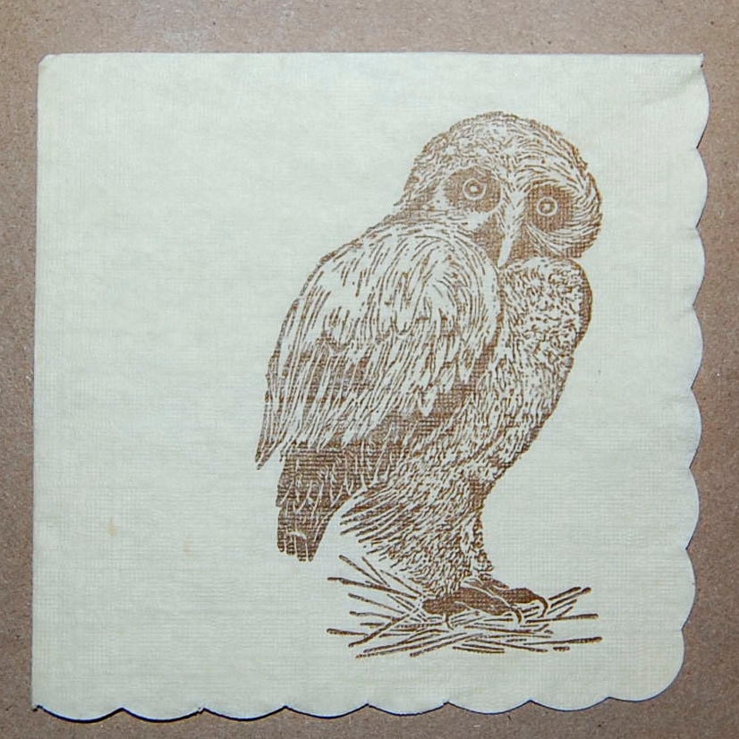 Decoupage Owl Napkin Brown Owl Paper Napkin for Decoupage