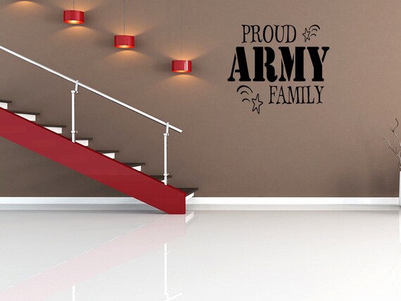 Proud Army family with stars Decal Quote Sticker Vinyl