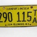 1983 Illinois License Plate Yellow 290 115