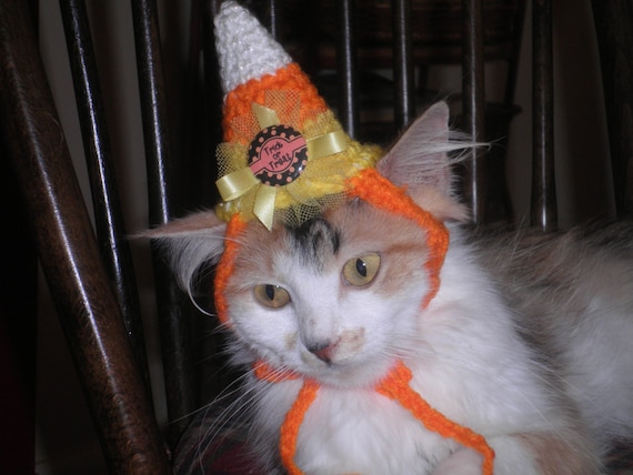 Items similar to Candy  Corn Dog or Cat  Hat Halloween 