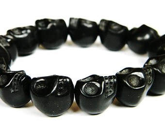 Black Day of the Dead Skull Bracelet (Dia De Los Muertos - All Saints Day)