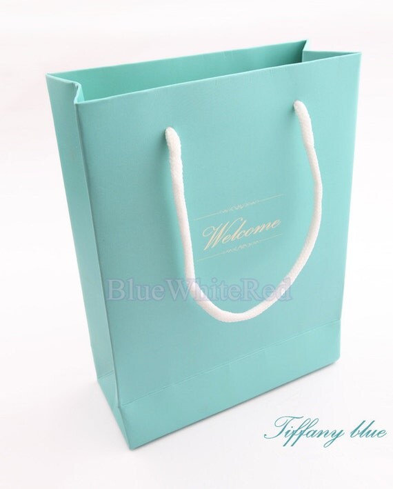 10 pcs (B)size Tiffany Blue gift shopping bag Handmade Handle paper