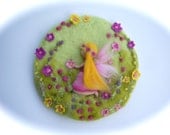 Flower child Fairy,Spring,Picture,tapestry,Wet felted,Needle Felted. Waldorf