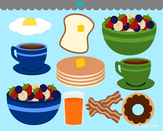 Breakfast Foods Clip Art Digital Breakfast by NRCDesignStudio