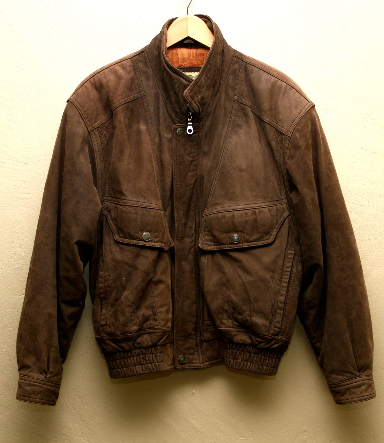 Men s Vintage  Brown Leather Bomber  Jacket  Flight Jacket 