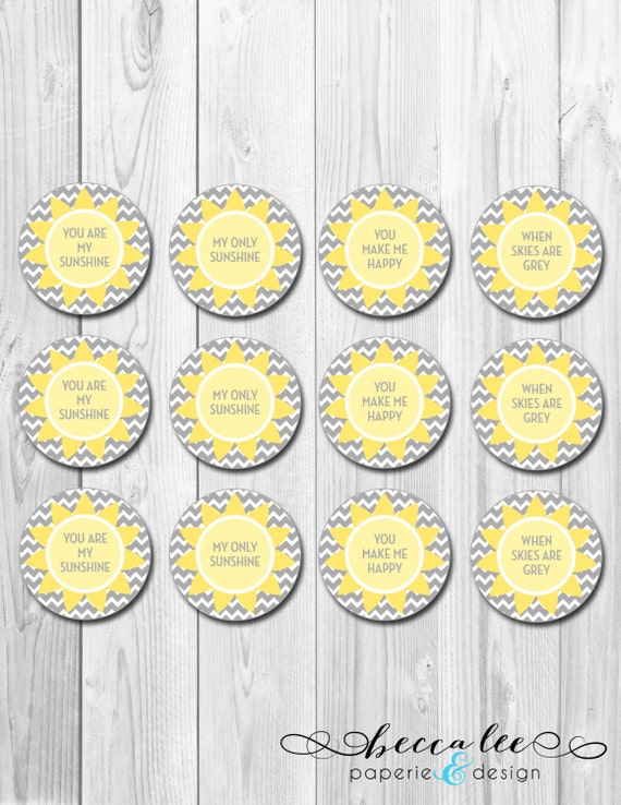 INSTANT DOWNLOAD - Cupcake Toppers - You Are My Sunshine Theme - DIY - Printable Il_570xn