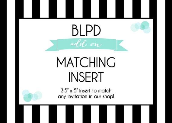 Matching Invitation Insert - Add On - Printable Il_570xn